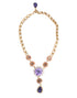 Dolce & Gabbana Gold Brass Crystal Pearl Purple Floral Pendant Jewelry Necklace